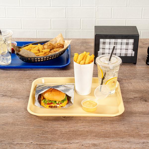 Restaurantware Chef 101 Rectangle Beige Plastic Fast Food Tray - 10" X 14" - 50 Count Box