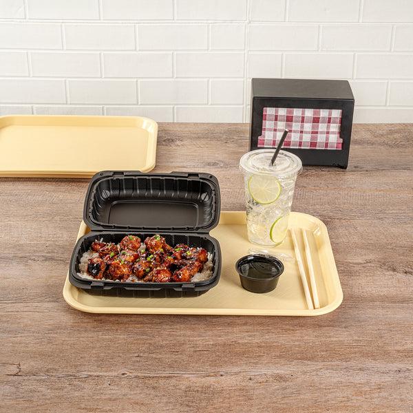 Restaurantware Chef 101 Rectangle Beige Plastic Fast Food Tray - 12" X 16" - 50 Count Box