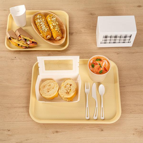 Restaurantware Chef 101 Rectangle Beige Plastic Fast Food Tray - 14" X 18" - 50 Count Box