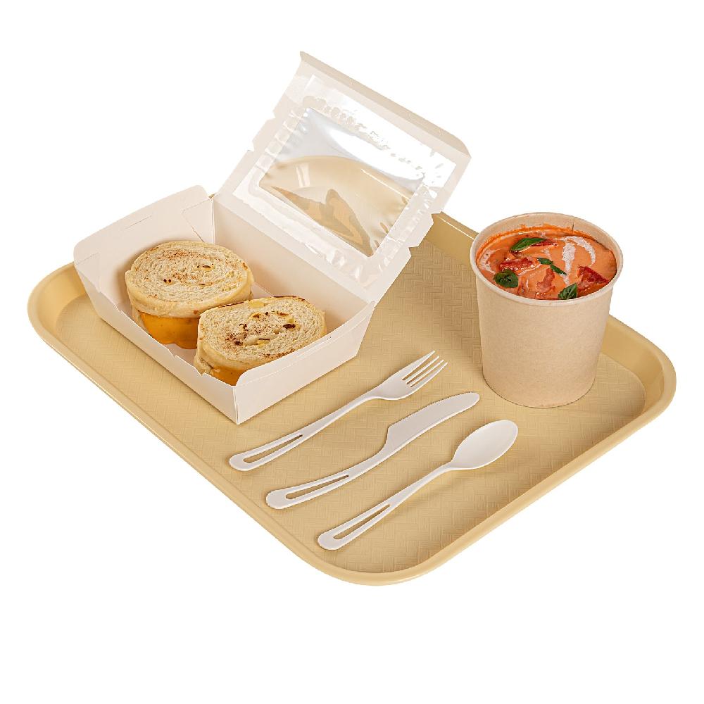 restaurantware Chef 101 Rectangle Beige Plastic Fast Food Tray - 14" x 18" - 50 count box