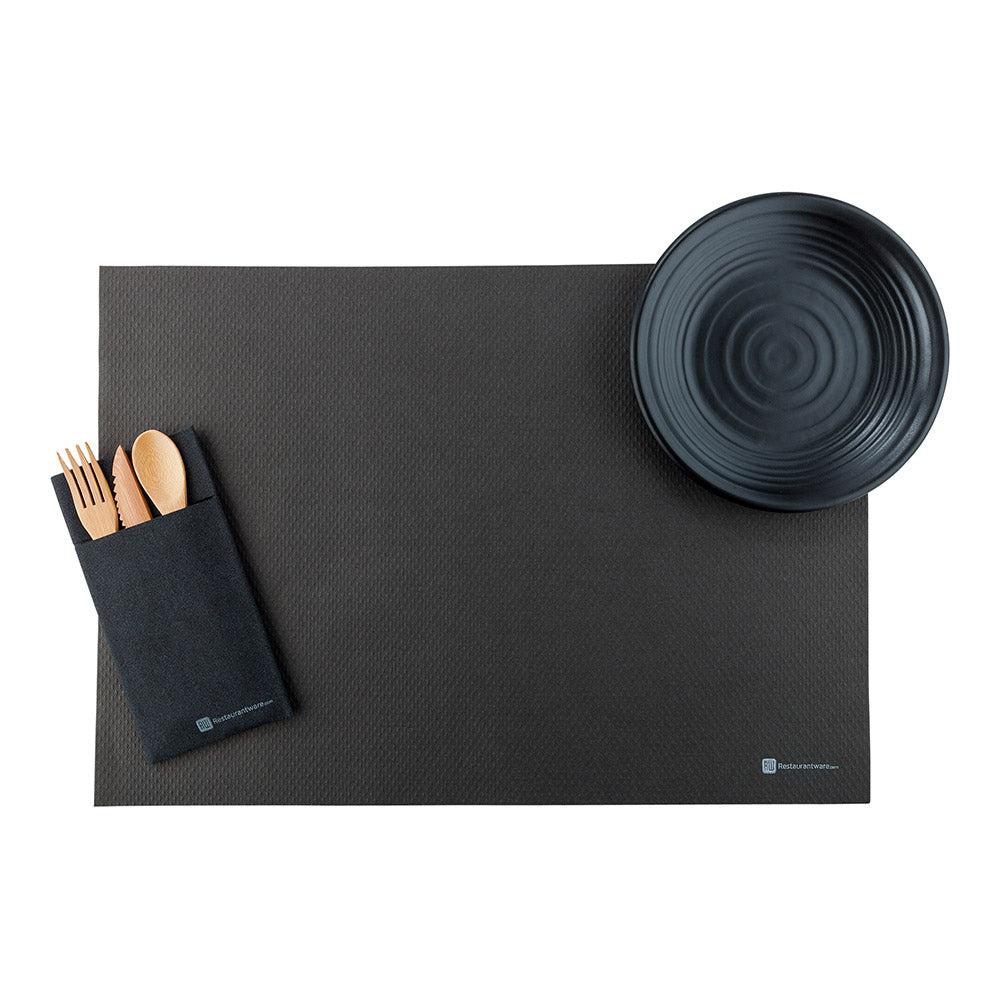 restaurantware Chef 101 Rectangle Black Paper Placemat - Heavy Weight Single-Use - 20" x 14" - 1000 count box