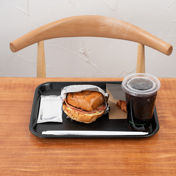 Restaurantware Chef 101 Rectangle Black Plastic Fast Food Tray - 10" X 14" - 50 Count Box