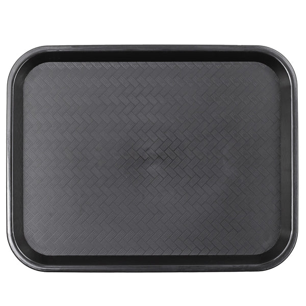 Restaurantware Chef 101 Rectangle Black Plastic Fast Food Tray - 10" X 14" - 50 Count Box