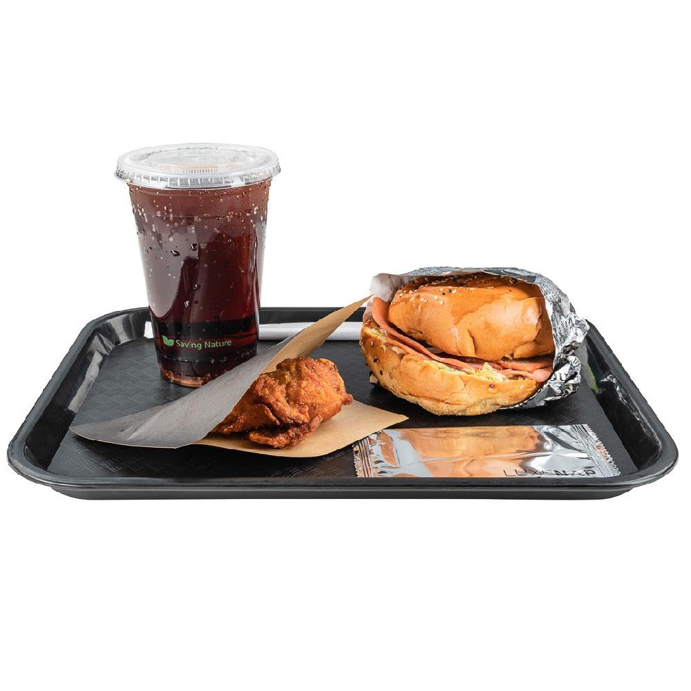 restaurantware Chef 101 Rectangle Black Plastic Fast Food Tray - 10" x 14" - 50 count box