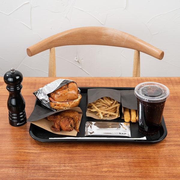 Restaurantware Chef 101 Rectangle Black Plastic Fast Food Tray - 12" X 16" - 50 Count Box
