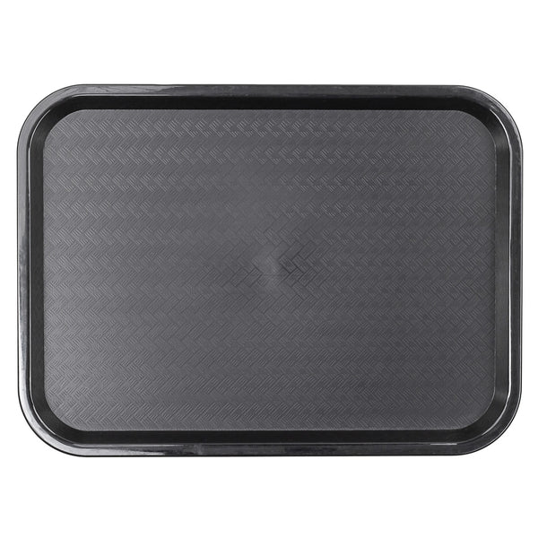 Restaurantware Chef 101 Rectangle Black Plastic Fast Food Tray - 12" X 16" - 50 Count Box