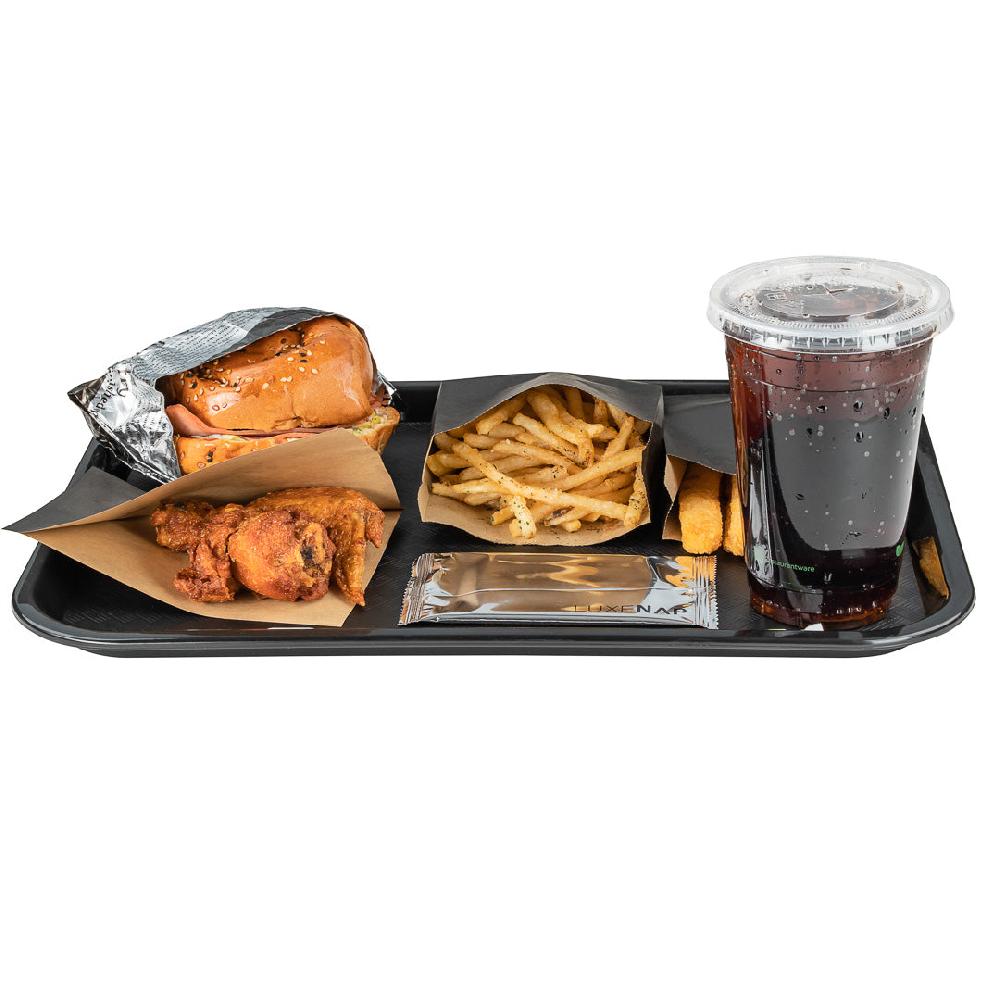 restaurantware Chef 101 Rectangle Black Plastic Fast Food Tray - 12" x 16" - 50 count box