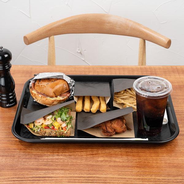 Restaurantware Chef 101 Rectangle Black Plastic Fast Food Tray - 14" X 18" - 50 Count Box