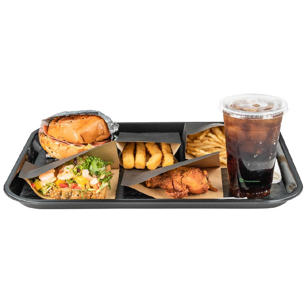 restaurantware Chef 101 Rectangle Black Plastic Fast Food Tray - 14" x 18" - 50 count box