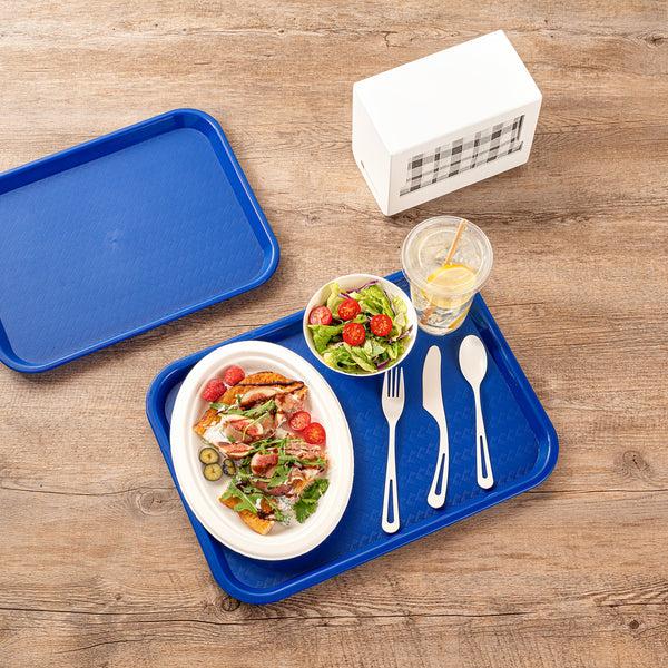 Restaurantware Chef 101 Rectangle Blue Plastic Fast Food Tray - 12" X 16" - 50 Count Box