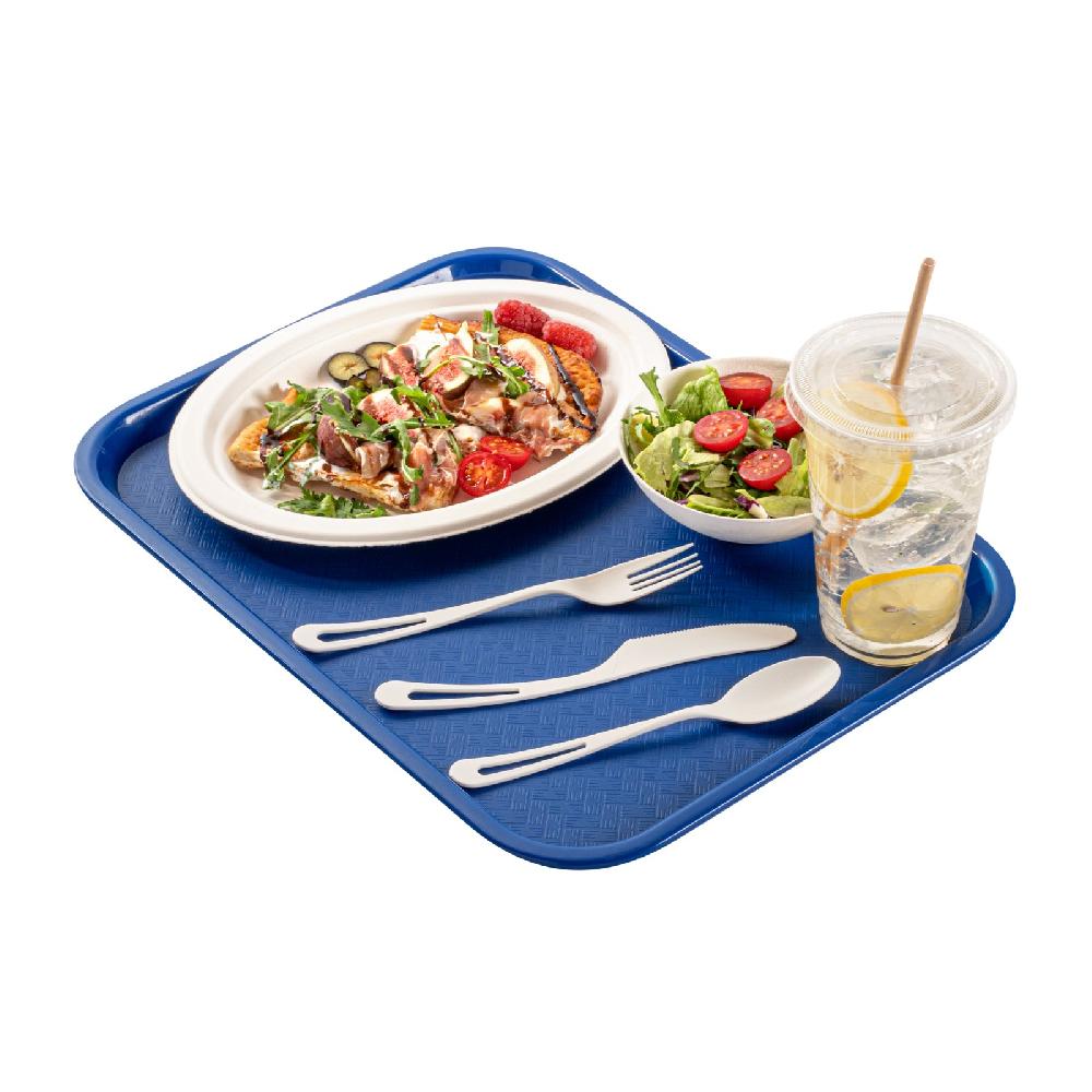 restaurantware Chef 101 Rectangle Blue Plastic Fast Food Tray - 12" x 16" - 50 count box