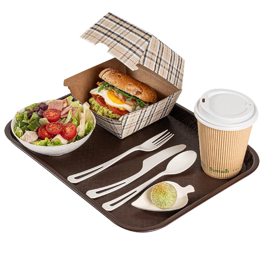 restaurantware Chef 101 Rectangle Brown Plastic Fast Food Tray - 10" x 14" - 50 count box