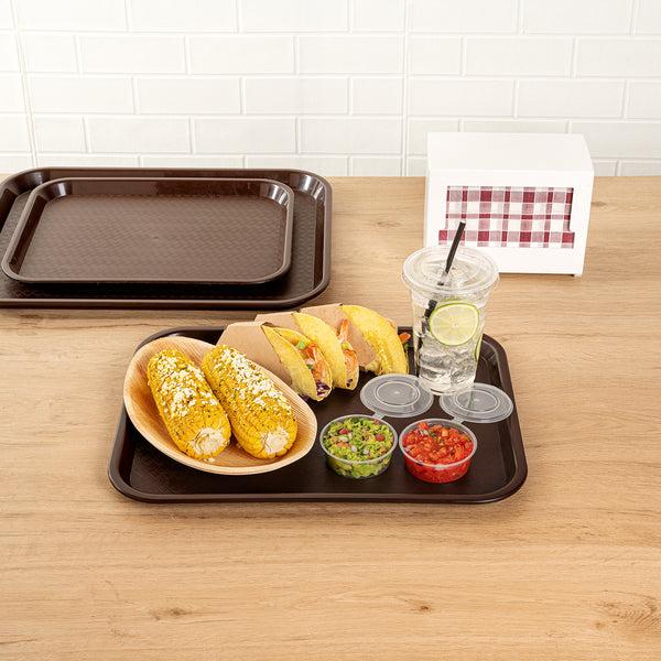 Restaurantware Chef 101 Rectangle Brown Plastic Fast Food Tray - 12" X 16" - 50 Count Box