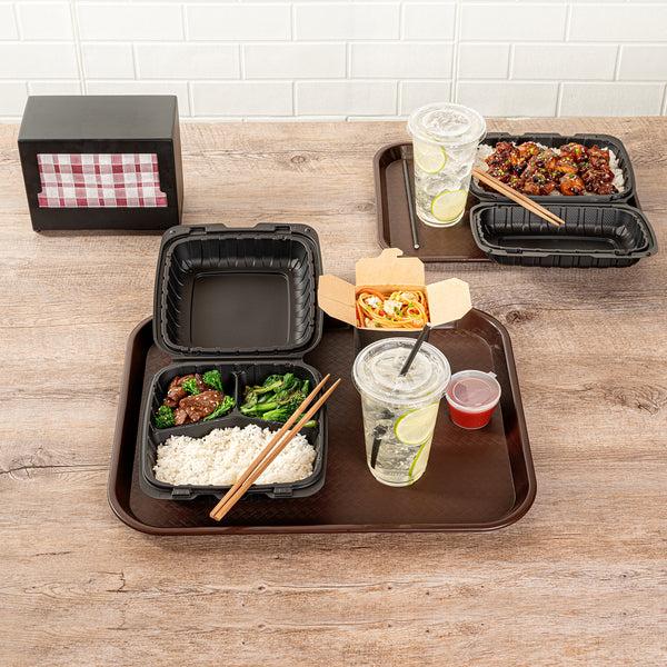 Restaurantware Chef 101 Rectangle Brown Plastic Fast Food Tray - 14" X 18" - 50 Count Box