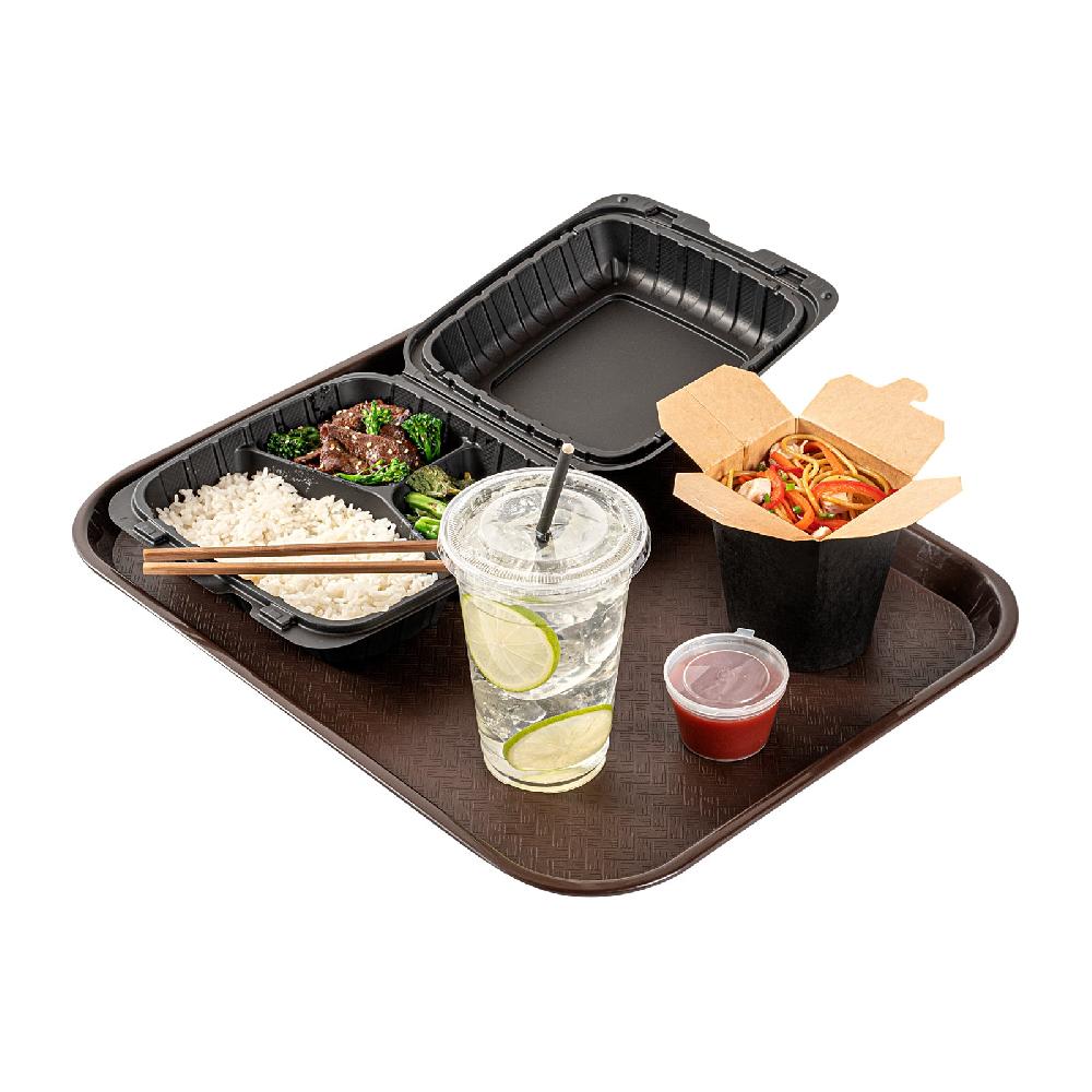 restaurantware Chef 101 Rectangle Brown Plastic Fast Food Tray - 14" x 18" - 50 count box
