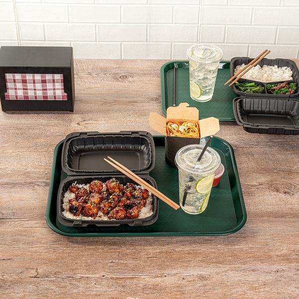 Restaurantware Chef 101 Rectangle Forest Green Plastic Fast Food Tray - 14" X 18" - 50 Count Box