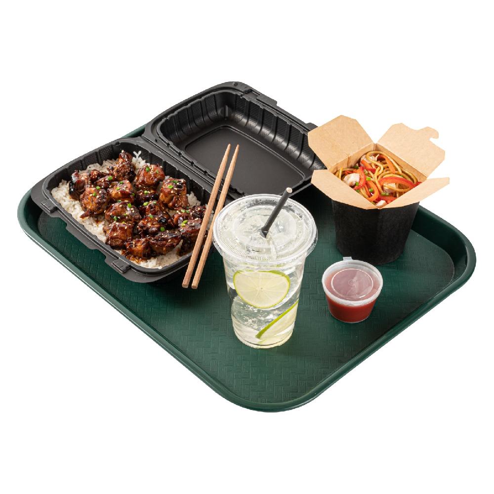restaurantware Chef 101 Rectangle Forest Green Plastic Fast Food Tray - 14" x 18" - 50 count box