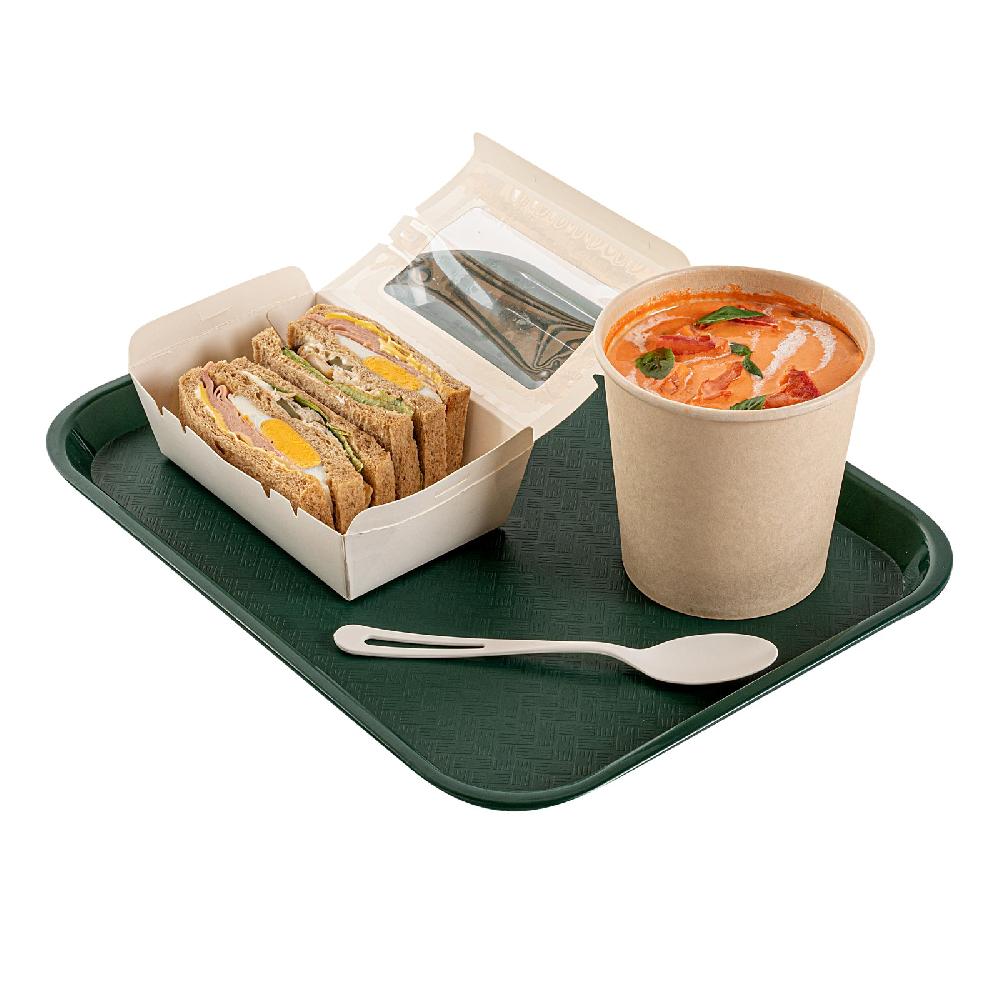 restaurantware Chef 101 Rectangle Forest Green Plastic Fast Food Tray - 10" x 14" - 50 count box