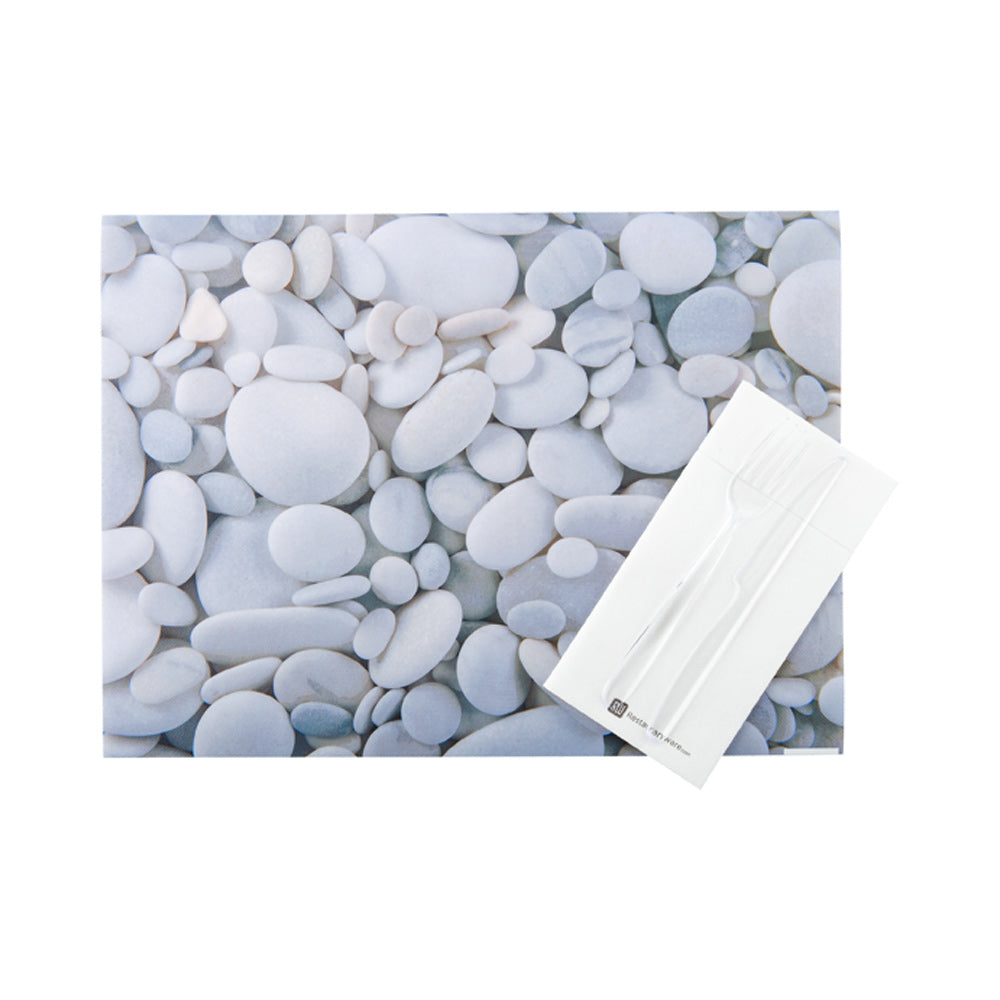 restaurantware Chef 101 Rectangle River Stone Paper Placemat - Semi-Disposable 10 Uses - 11 3/4" x 15 3/4" - 12 count box
