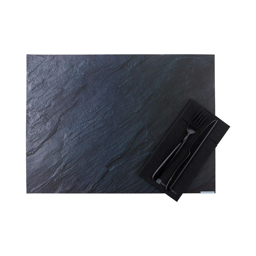 restaurantware Chef 101 Rectangle Slate Paper Placemat - Semi-Disposable 10 Uses - 11 3/4" x 15 3/4" - 12 count box