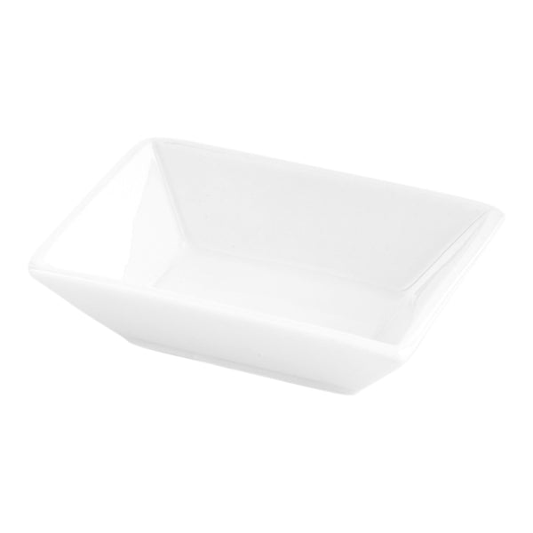 Restaurantware Chef 101 Rectangle White Porcelain Mini Modern Plate - 4" X 2 3/4" X 1" - 10 Count Box