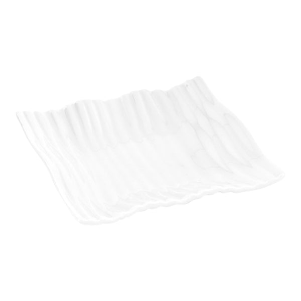 Restaurantware Chef 101 Rectangle White Porcelain Piega Plate - 4" X 4" X 1" - 10 Count Box