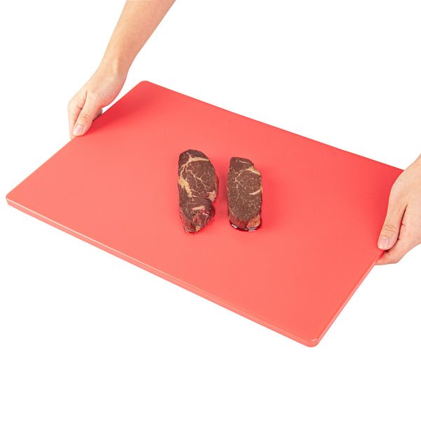Restaurantware Chef 101 Red Plastic Cutting Board - 18" X 12" - 10 Count Box