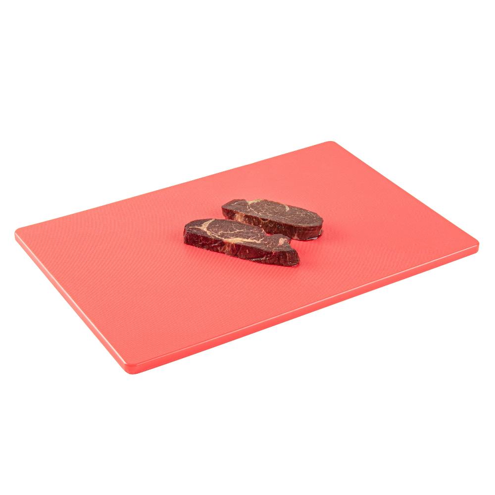restaurantware Chef 101 Red Plastic Cutting Board - 18" x 12" - 10 count box