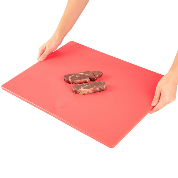Restaurantware Chef 101 Red Plastic Cutting Board - 20" X 15" - 10 Count Box