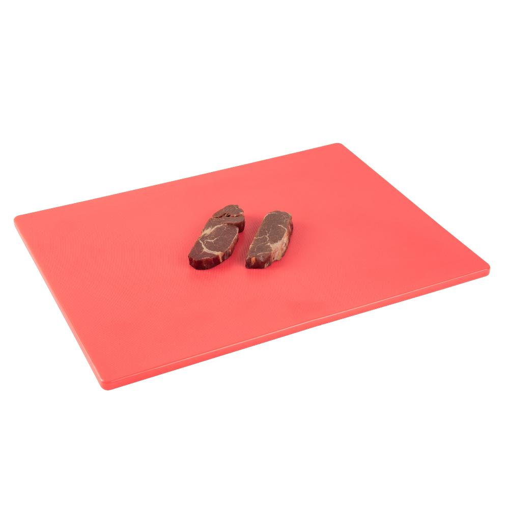 restaurantware Chef 101 Red Plastic Cutting Board - 20" x 15" - 10 count box