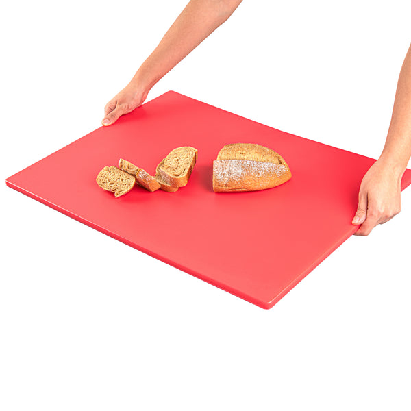 Restaurantware Chef 101 Red Plastic Cutting Board - 24" X 18" - 10 Count Box