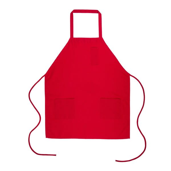 Restaurantware Chef 101 Red Standard Bib Apron - With 3 Pockets - 32 1/2'' X 27 1/2'' - 100 Count Box