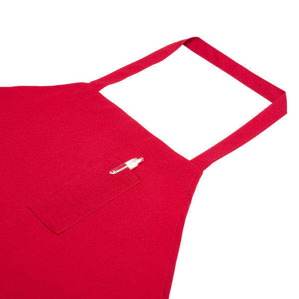 Restaurantware Chef 101 Red Standard Bib Apron - With 3 Pockets - 32 1/2'' X 27 1/2'' - 100 Count Box