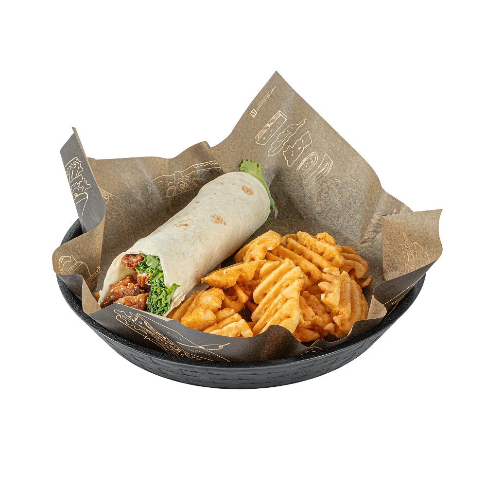 restaurantware Chef 101 Round Black Plastic Diner Platter - 10 1/2" x 10 1/2" x 1 1/2" - 100 count box