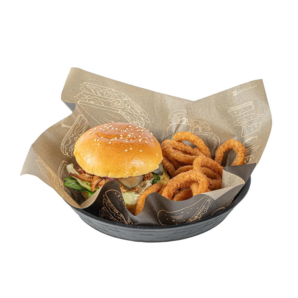 restaurantware Chef 101 Round Black Plastic Diner Platter - 9" x 9" x 1 1/4" - 100 count box
