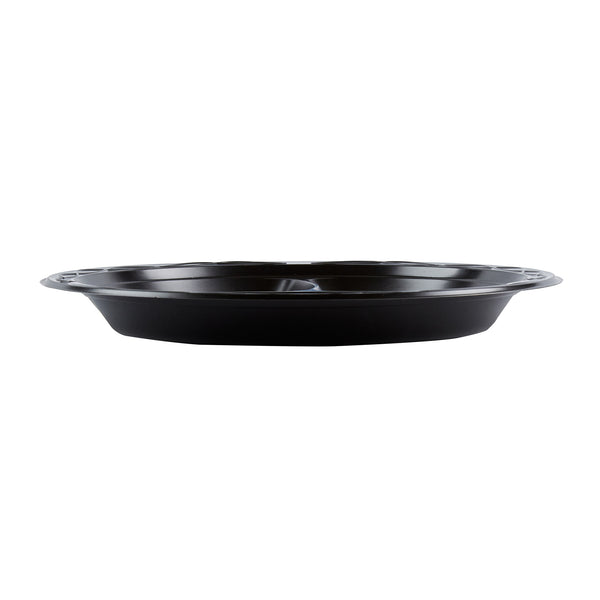 Restaurantware Chef 101 Round Black Plastic Plate - 3 Compartments Microwavable - 10 1/4" X 10 1/4" X 1" - 100 Count Box
