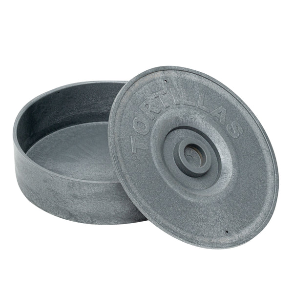 Restaurantware Chef 101 Round Gray Plastic Tortilla Warmer / Server - 8 1/2" X 8 1/2" X 2 1/4" - 10 Count Box