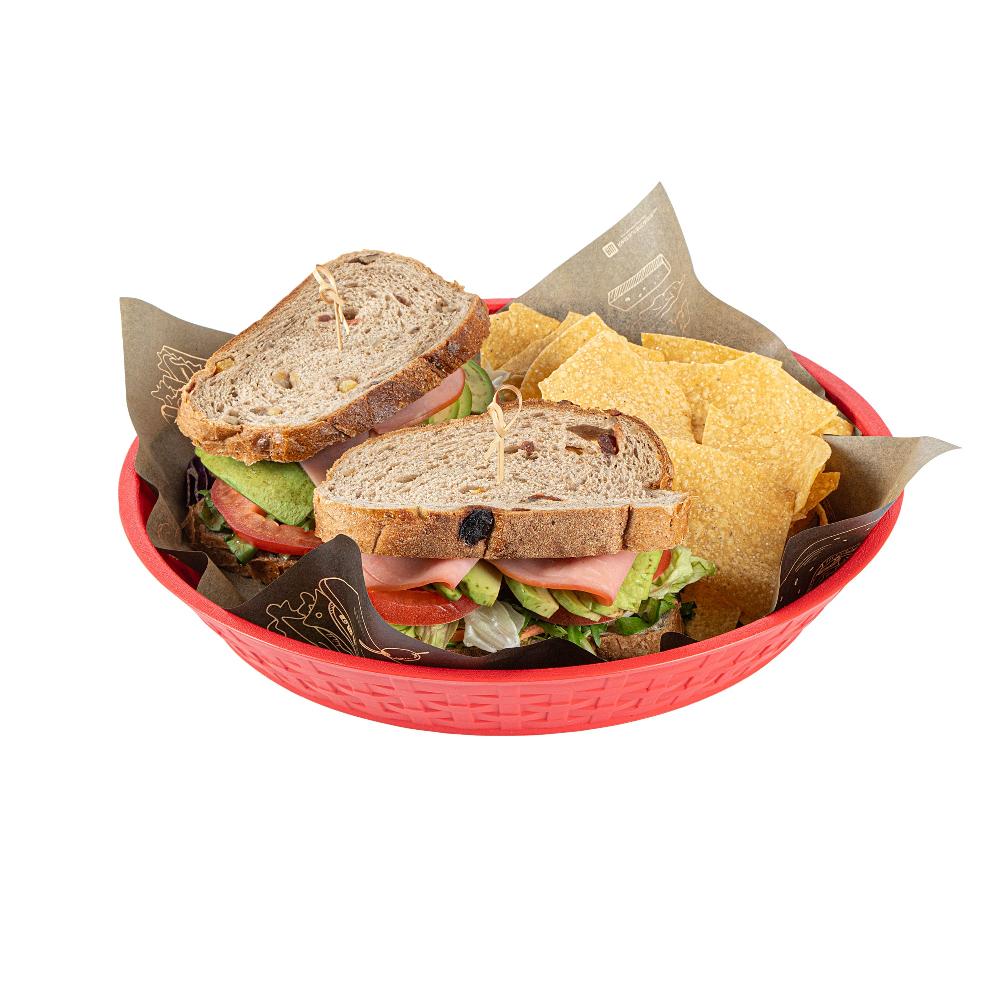 restaurantware Chef 101 Round Red Plastic Diner Platter - 12" x 12" x 1 3/4" - 100 count box