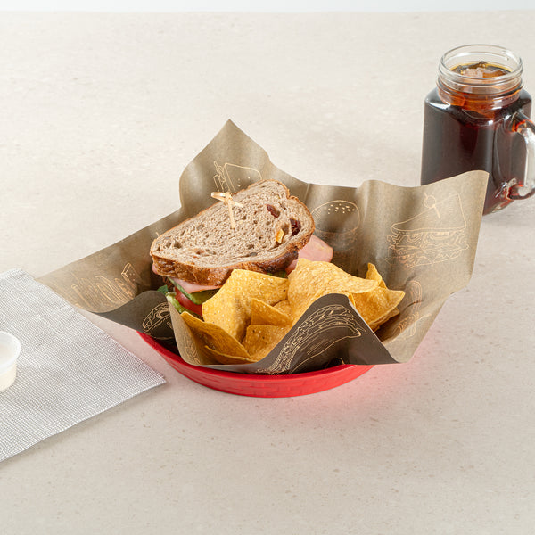 Restaurantware Chef 101 Round Red Plastic Diner Platter - 9" X 9" X 1 1/4" - 100 Count Box