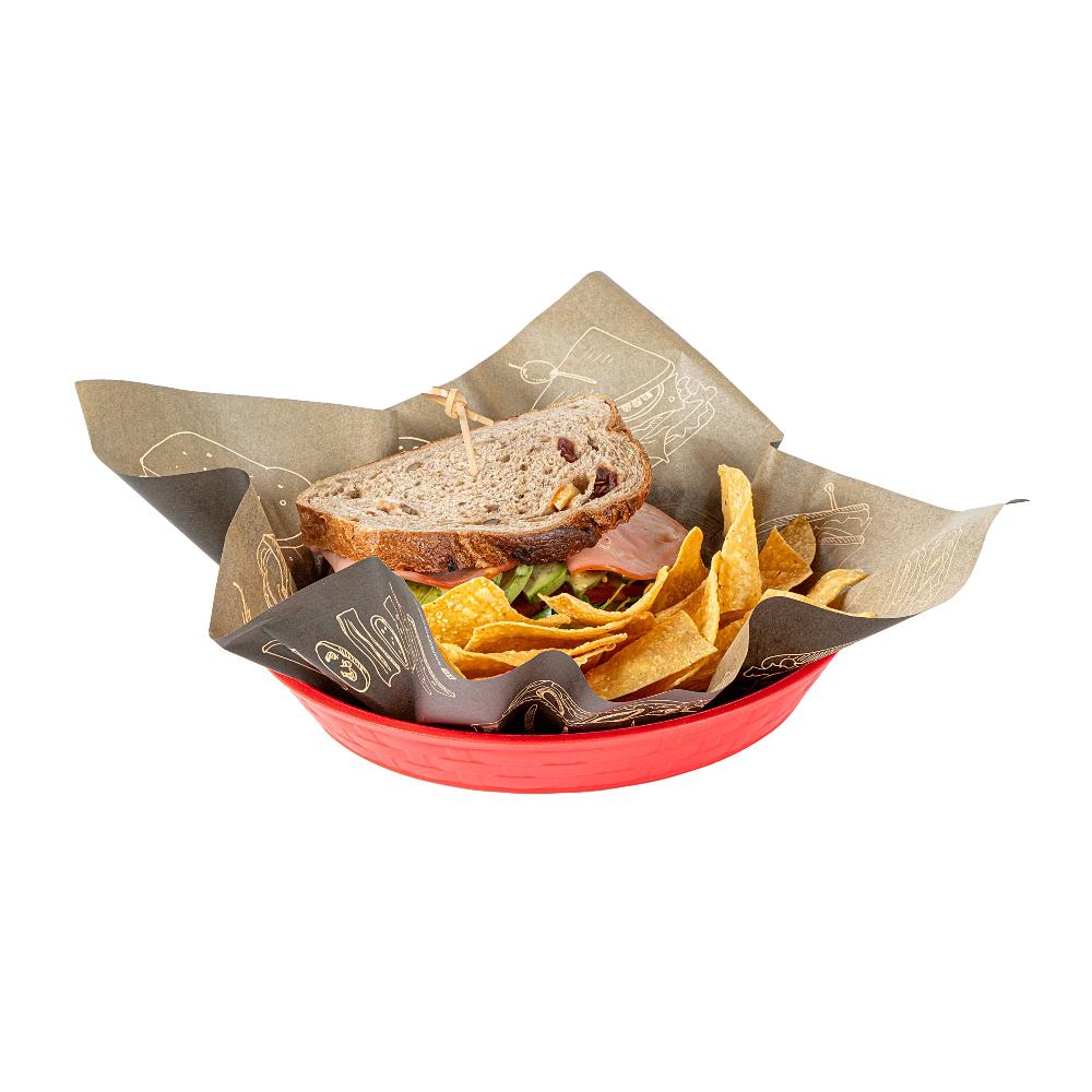 restaurantware Chef 101 Round Red Plastic Diner Platter - 9" x 9" x 1 1/4" - 100 count box