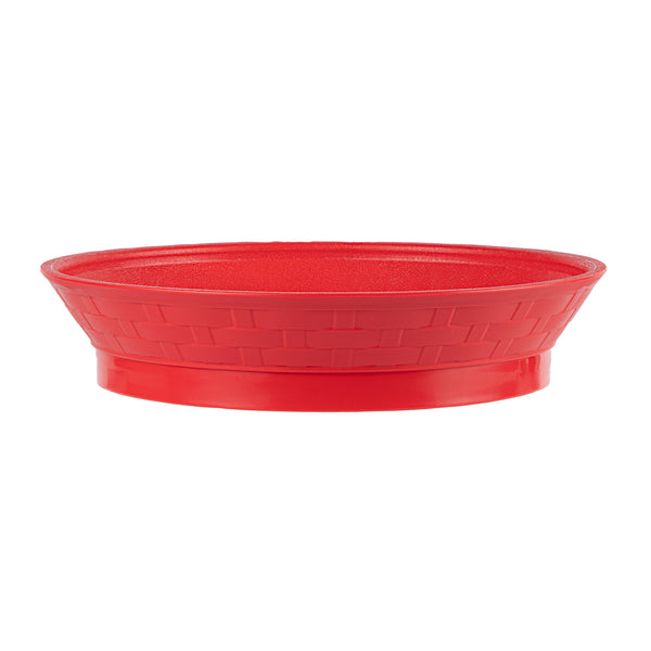 Restaurantware Chef 101 Round Red Plastic Diner Platter - With Base - 8 3/4" X 8 3/4" X 1 3/4" - 100 Count Box