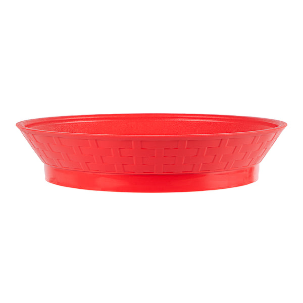 Restaurantware Chef 101 Round Red Plastic Diner Platter - With Base - 10 1/2" X 10 1/2" X 2 1/4" - 100 Count Box