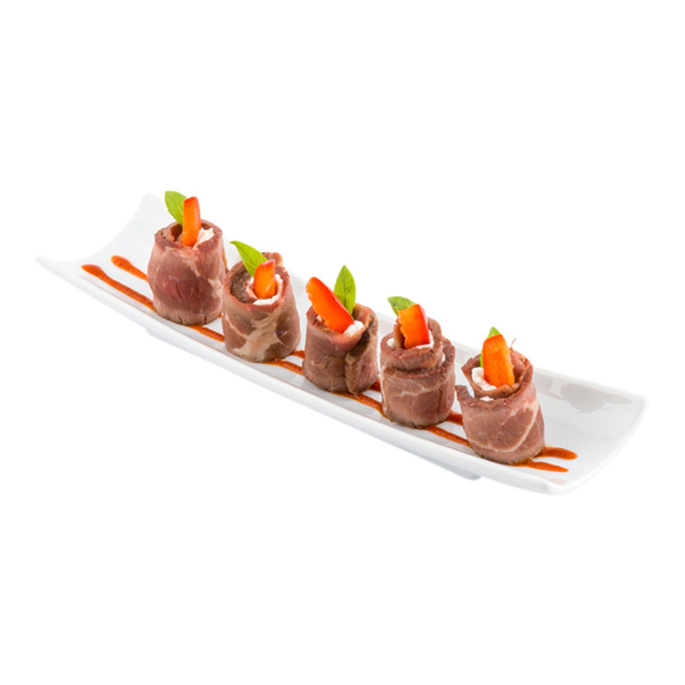 restaurantware Chef 101 Shinto Rectangle White Porcelain Plate - 10 1/4" x 2 3/4" x 1 1/4" - 1 count box