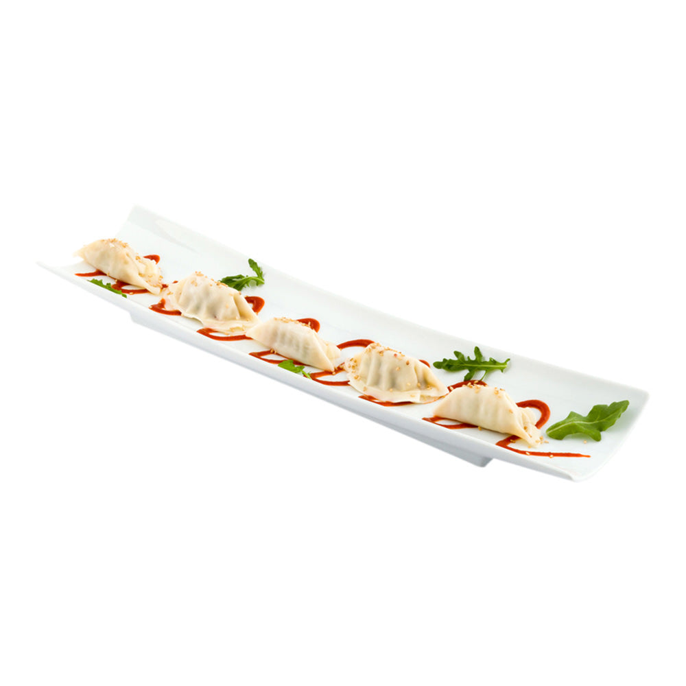 restaurantware Chef 101 Shinto Rectangle White Porcelain Plate - 17" x 4" x 1 3/4" - 1 count box