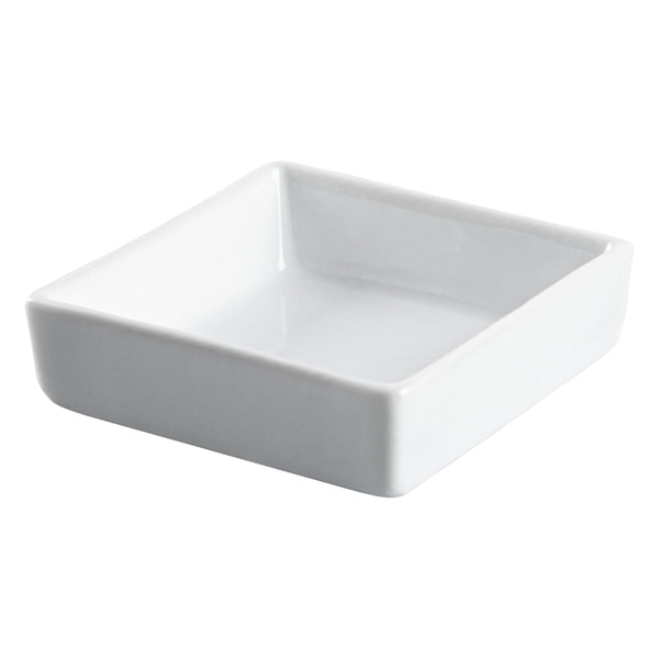 Restaurantware Chef 101 Square White Porcelain Mini Dish - 2 1/2" X 2 1/2" X 3/4" - 10 Count Box