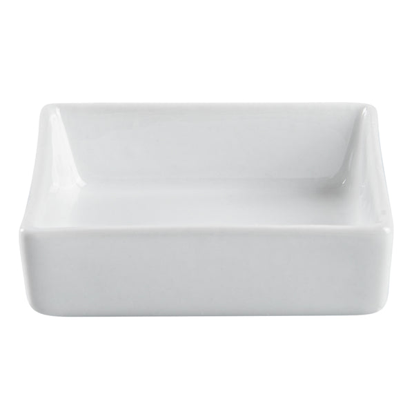 Restaurantware Chef 101 Square White Porcelain Mini Dish - 2 1/2" X 2 1/2" X 3/4" - 10 Count Box