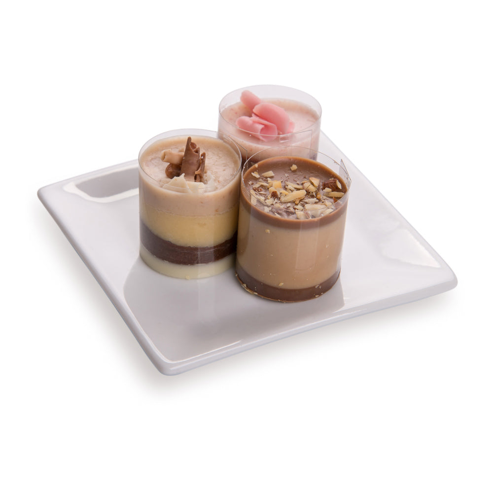restaurantware Chef 101 Square White Porcelain Mini Edge Plate - 3" x 3" - 10 count box