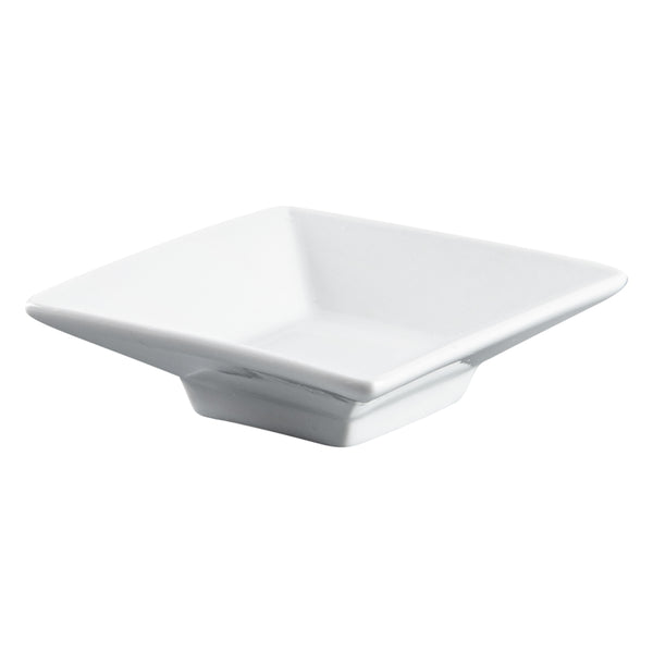Restaurantware Chef 101 Square White Porcelain Mini Modern Plate - 3" X 3" X 1" - 10 Count Box