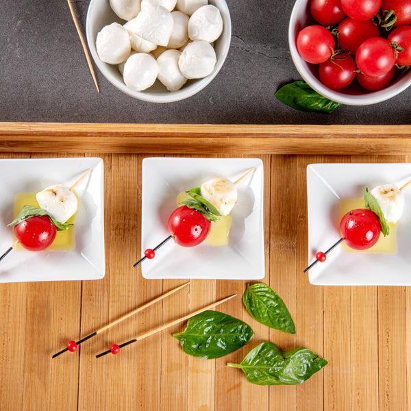 Restaurantware Chef 101 Square White Porcelain Mini Modern Plate - 3" X 3" X 1" - 10 Count Box