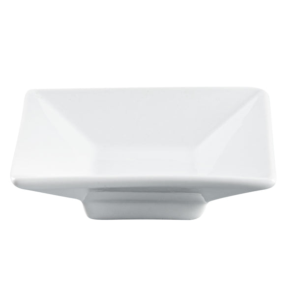 Restaurantware Chef 101 Square White Porcelain Mini Modern Plate - 3" X 3" X 1" - 10 Count Box